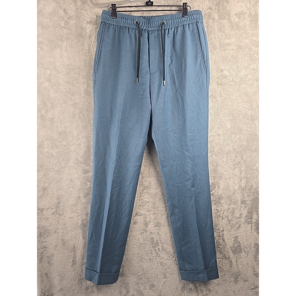 PS Paul Smith Pants Men 30x31 Blue Drawstring Pockets Retro Dress Casual Flaw‎